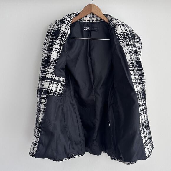 Zara Tweed Jacket Womens Small Double Breasted Blazer Equestrian Quiet Luxury - Picture 7 of 13